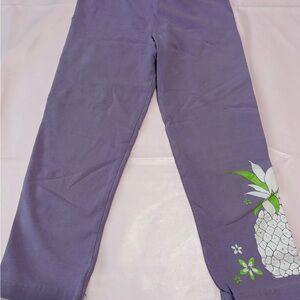Vibrant Purple Kids Leggings with Pineapple Print